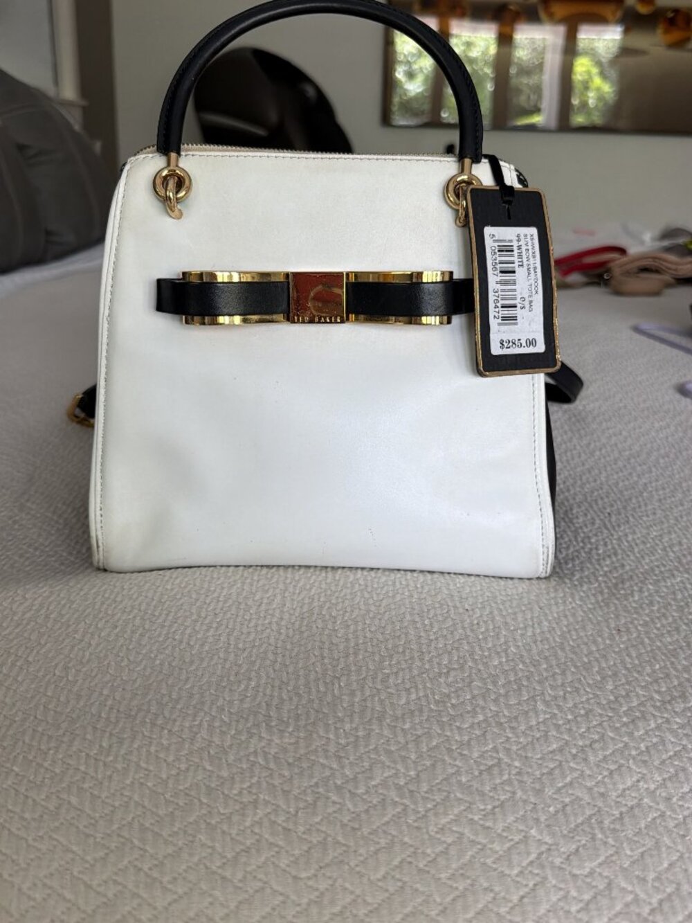 Ted Baker Black & White Leather Bow Handbag / Crossbody Bag